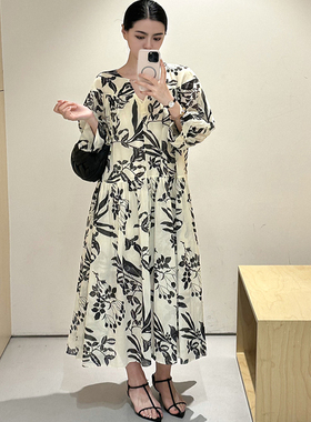 ZhangSutong印花连衣裙女士2025年新款夏季长裙气质高级老钱裙子