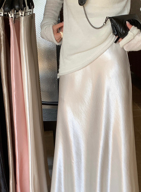 柠檬绿茶-量王绝美气质醋酸缎面垂坠感显瘦高腰鱼尾半身裙TM-1601