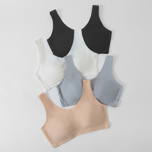 春夏 女内衣桑蚕丝无钢圈舒适无痕背心式运动型文胸 加宽肩带不勒