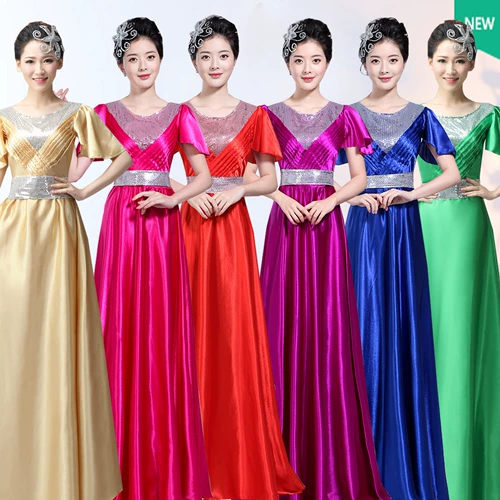 Новые женские костюмы хора с блестками, длинные юбки, костюмы хора, костюмы для хора сценического хора, костюмы группового хора