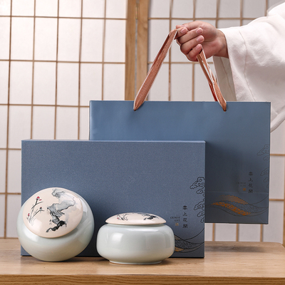 中式陶瓷茶叶罐定制红绿茶包装盒