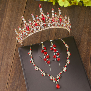 敬酒服头饰红色大气新娘结婚发饰高端中式秀禾服头冠旗袍配饰新款