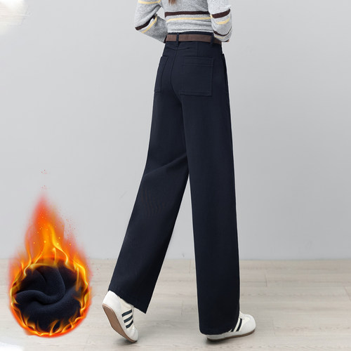 加绒弯刀牛仔裤女秋冬2025新款裤