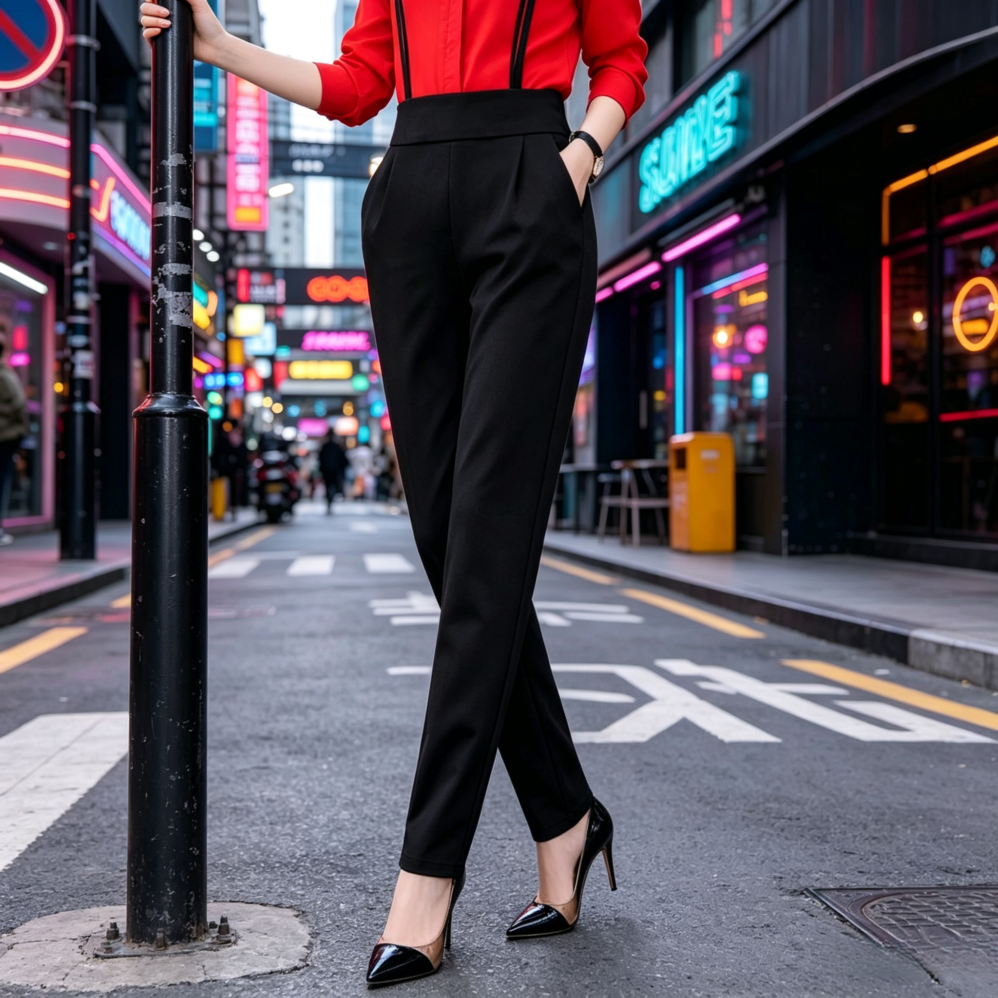 裤子女春2026新款休闲长裤高腰百搭西装女裤春夏季黑色显瘦哈伦裤