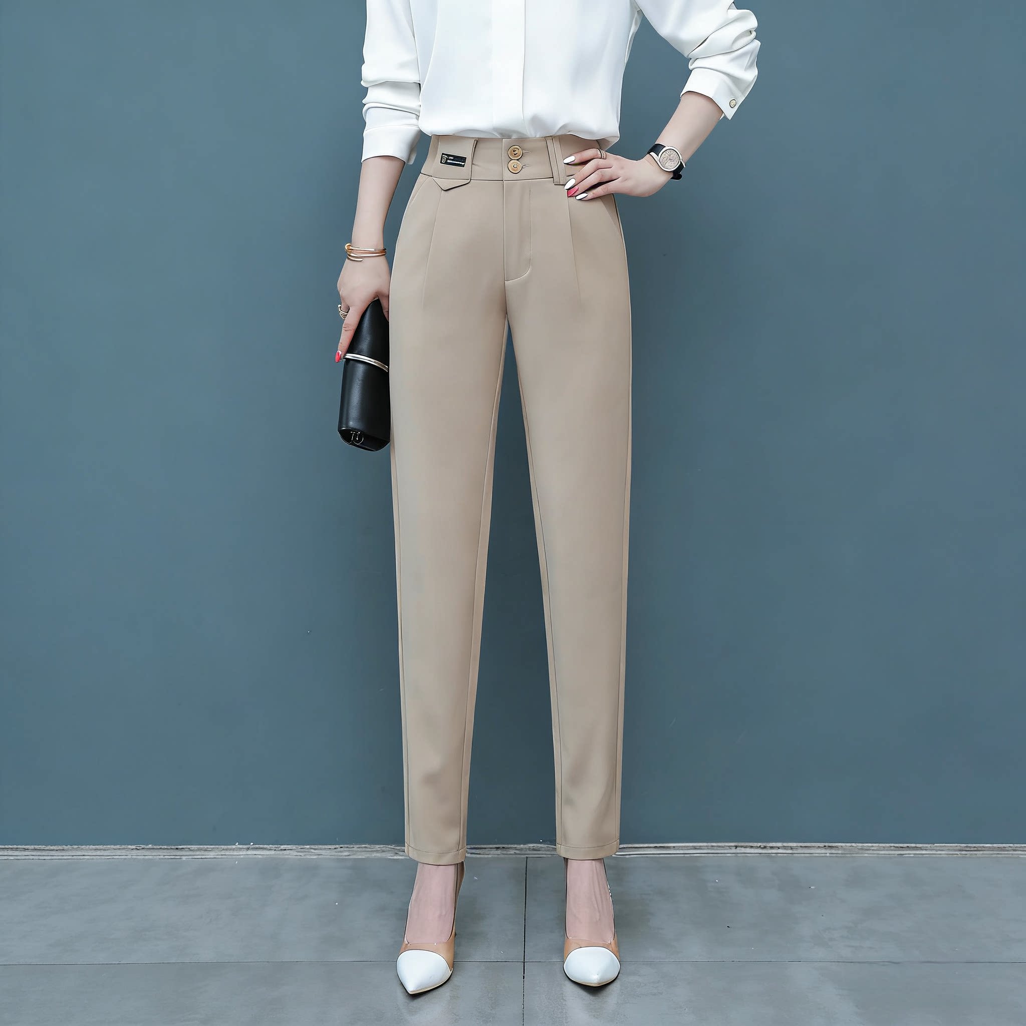 休闲哈伦裤女2026春秋季新款高腰烟管显瘦小脚裤子小个子休闲西裤