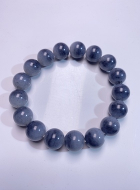 新疆和田玉山料墨玉青花一线天圆珠手串卡12男款女款手链