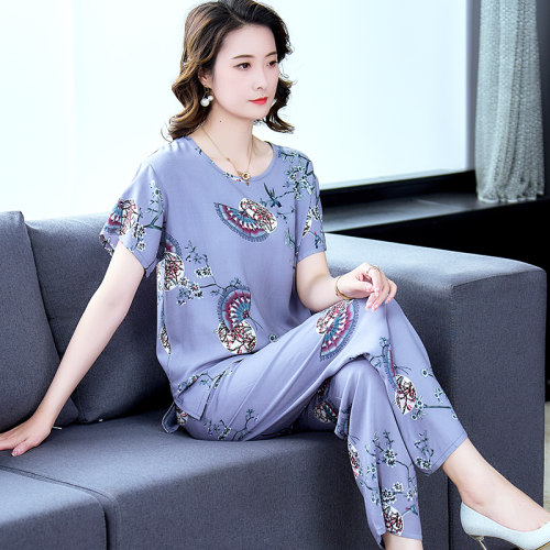 女棉绸短袖春夏新品睡衣舒适透气