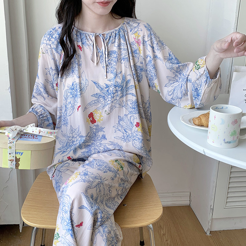 大码胖MM宽松女士棉绸家居服
