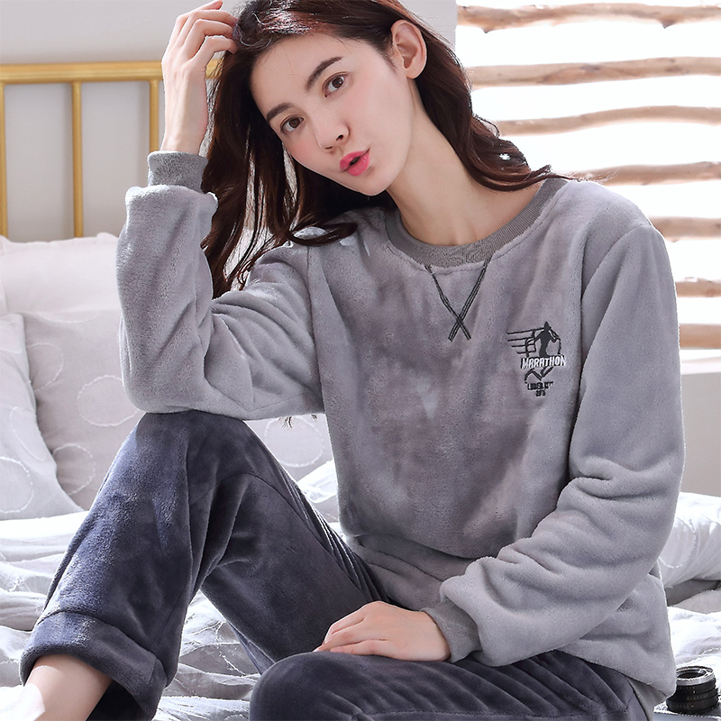 秋冬季加厚保暖珊瑚绒女士睡衣