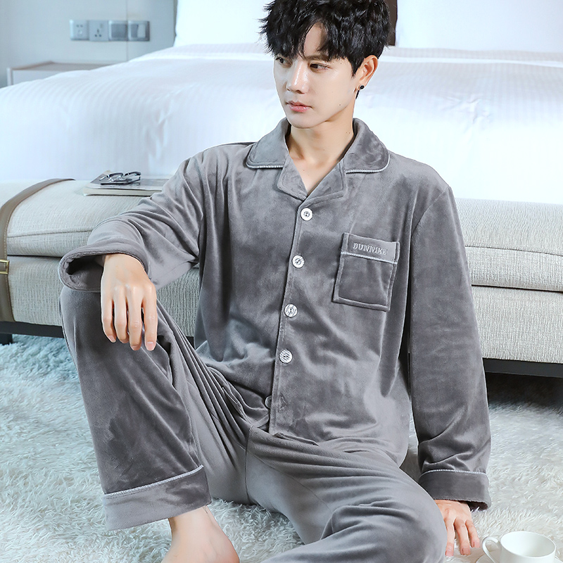 薄绒男士珊瑚绒睡衣套装