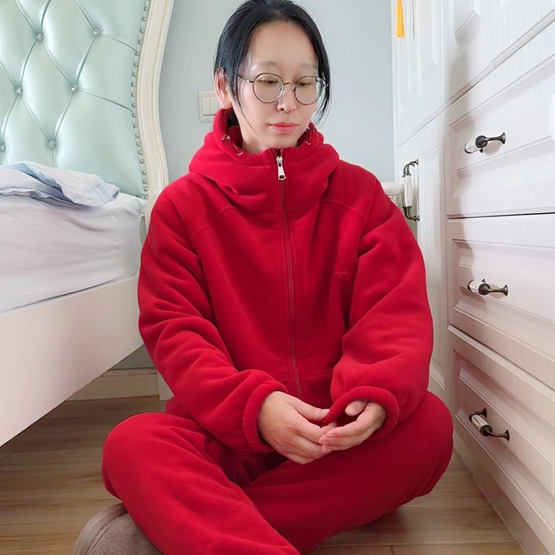 2025新款运动风加厚保暖拉链男女百搭海豚绒加大码家外两穿家居服