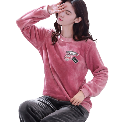 秋冬季保暖珊瑚绒卡通女士睡衣