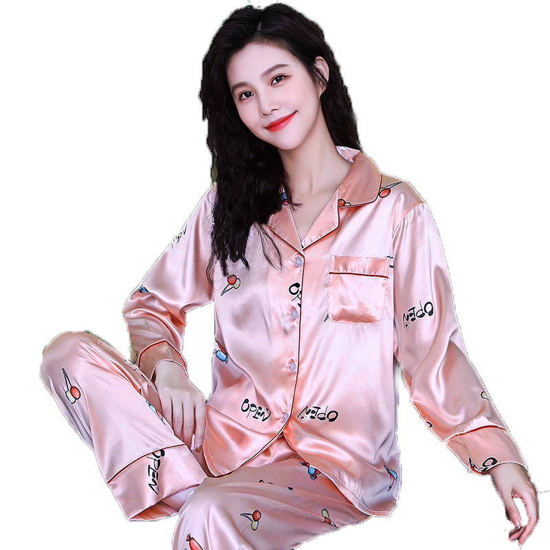 丝绸长袖薄款开衫大码女士家居服