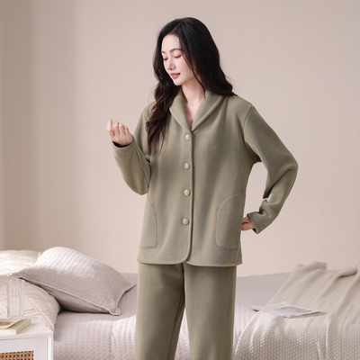 加绒双层复合绒睡衣女冬季家居服