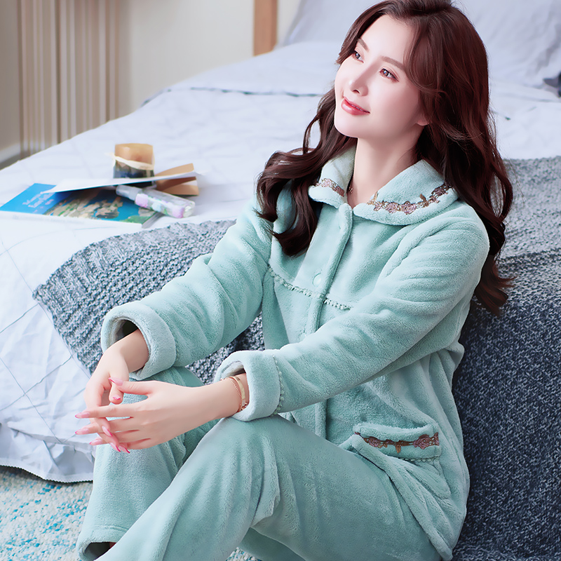 保暖珊瑚绒家居服简约风珊瑚绒