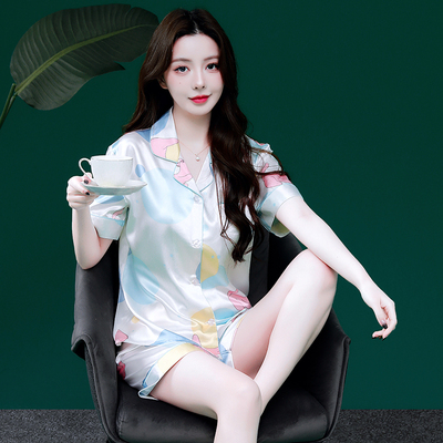 女士夏季短袖薄款睡衣套装