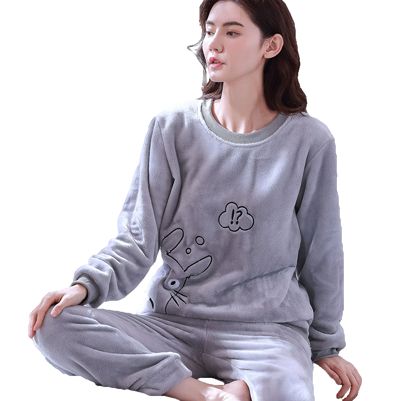 冬季大码加厚珊瑚绒女士家居服