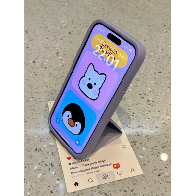 可爱卡通翻盖磁吸西高地折叠支架