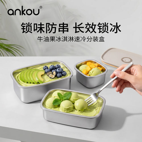 安扣食品级不锈钢冰淇淋密封盒