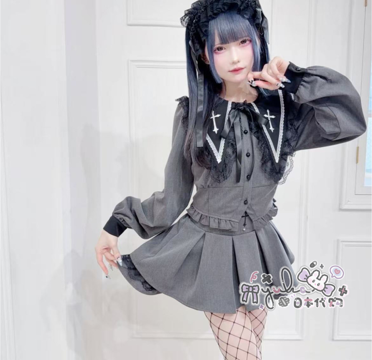 thumbnail for Gray domestic spot package parcel tax yuka daily mars 26 cross shirt skirt set