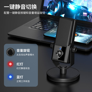 热销款直播专用电容麦克风电脑手机 k歌游戏视频录音话筒拾音清晰