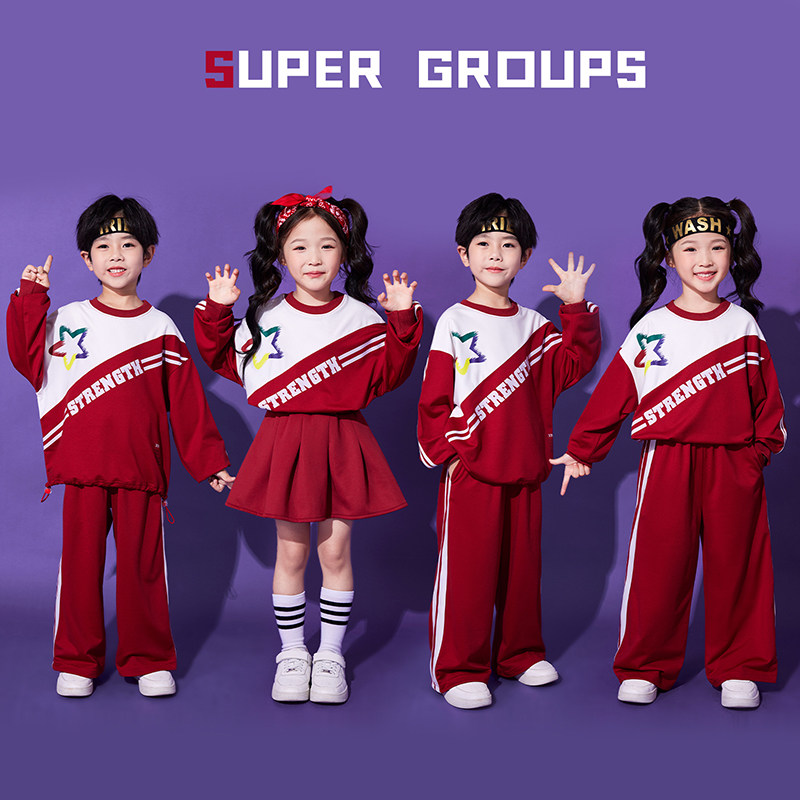 儿童啦啦队演出服幼儿园小学生运动会班服套装秋季拉拉操表演服装