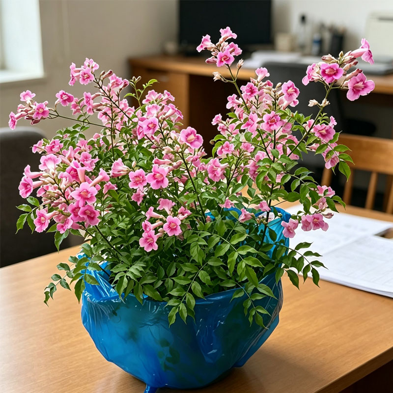 非洲粉色凌霄花带花苞发货四季开花观花植物庭院紫云藤爬藤的植物