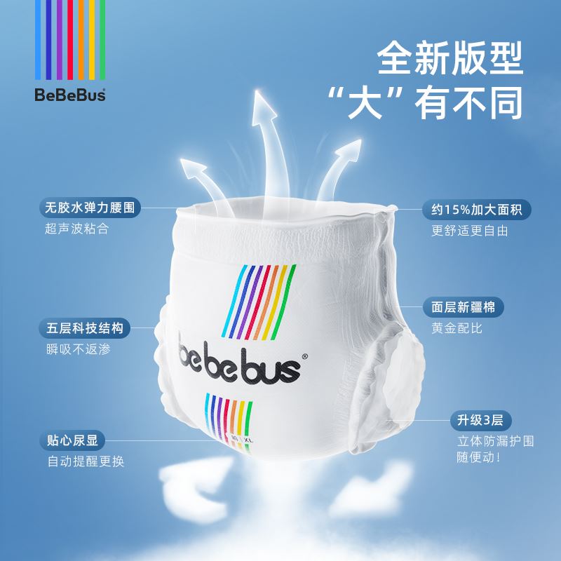 bebebus装仔拉拉学步裤透气男女宝宝尿不湿非纸尿裤L/XL/XXXL大码