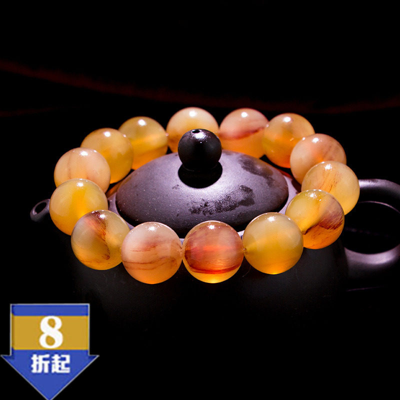 西藏天然满血羊角手串20mm蜜色羊角佛珠 男士羊角手链 单圈珠子