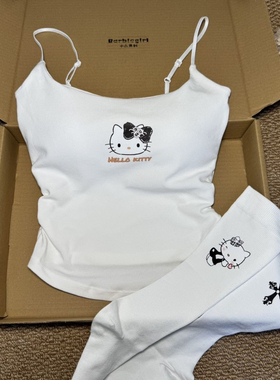 轻奢kitty原创吊带背心女夏款带胸垫修身显瘦纯欲辣妹百搭上衣