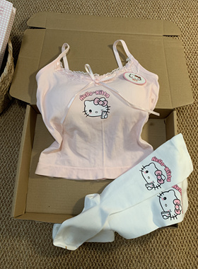 纯欲风辣妹吊带带胸垫凯蒂猫小心机少女bm显瘦百搭性感背心上衣