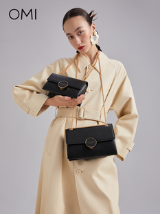 欧米omi牛皮女包2023夏季新款时尚百搭单肩斜挎包真皮链条小方包