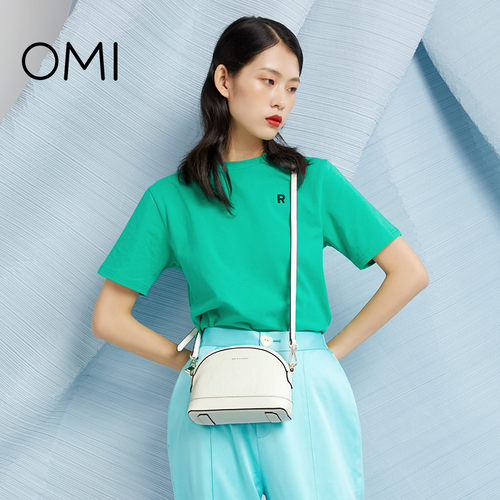 欧米omi单肩斜挎纯色贝壳女包