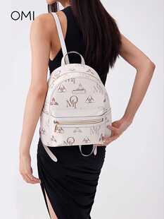 欧米OMI双肩包女2024新款潮大容量旅游背包百搭老花复古学生书包