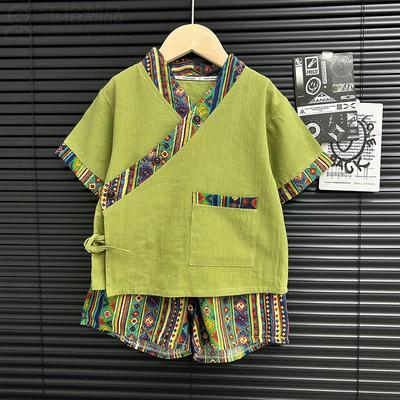 男童夏季棉麻汉服唐装套装
