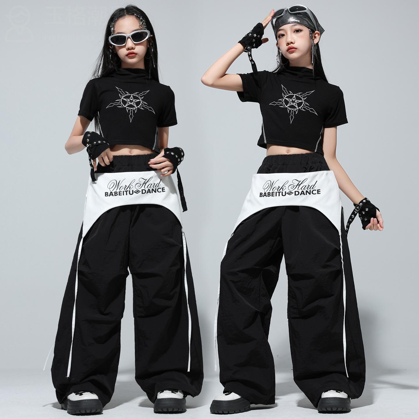 女童爵士舞服装夏季女孩街舞儿童走秀jazz潮服表演嘻哈舞蹈演出服