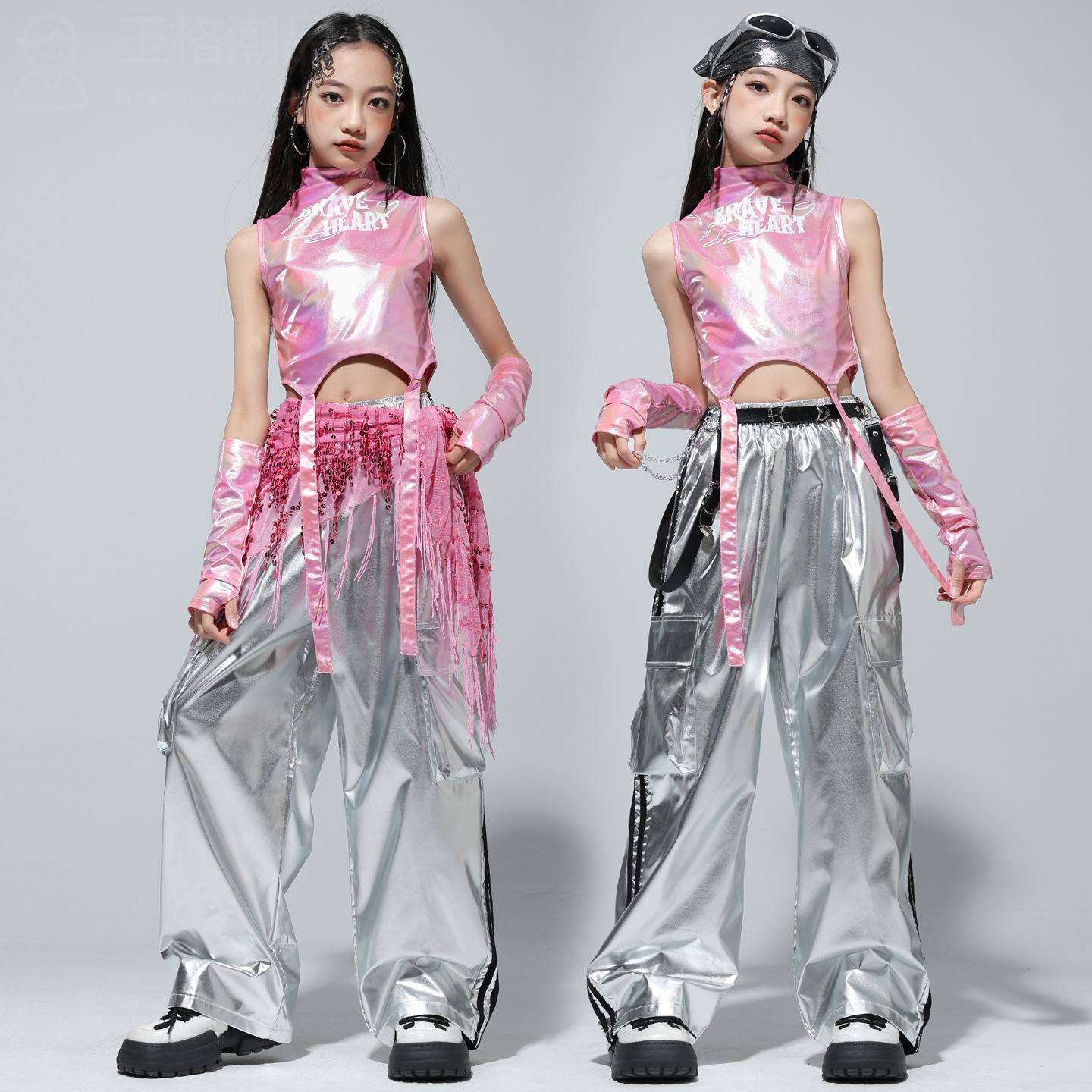爵士舞女童服装夏季街舞小学生儿童潮服hiphop演出模特女团表演服