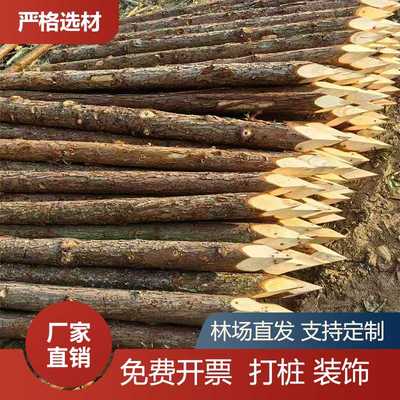 木桩打桩立柱户外河道工程测量定点围栏原木树木支撑杆杉木桩4米