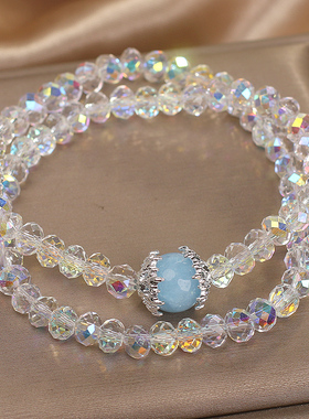 奥地利白色水晶双圈手链女款轻奢