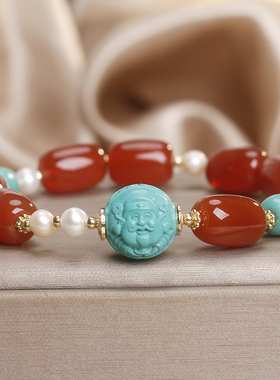 新中式红玛瑙珍珠转运手链