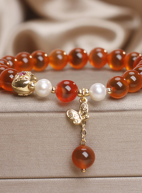 红色糖心玛瑙转运手链轻奢小众