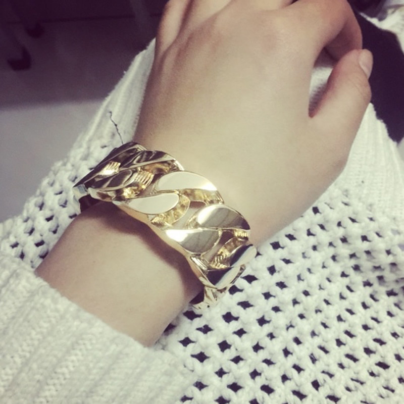 欧美个性夸张金属开口宽手镯女时尚手环韩版百搭装饰手镯女配饰品