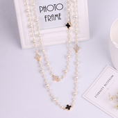 新品 挂件春夏饰品 配饰服装 百搭多层长款 珍珠项链四叶草毛衣链韩版