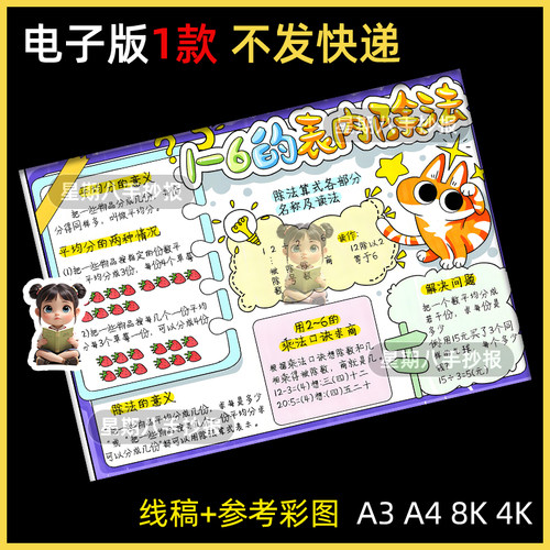 1-6的表内除法思维导图手抄报二年级上册数学第三单元模版电子版