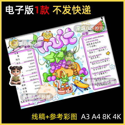 Do you like pears英语手抄报模板三年级下册思维导图水果英文a4