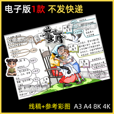 童年高尔基思维导图手抄报模版六年级必读好书推荐课外阅读电子版
