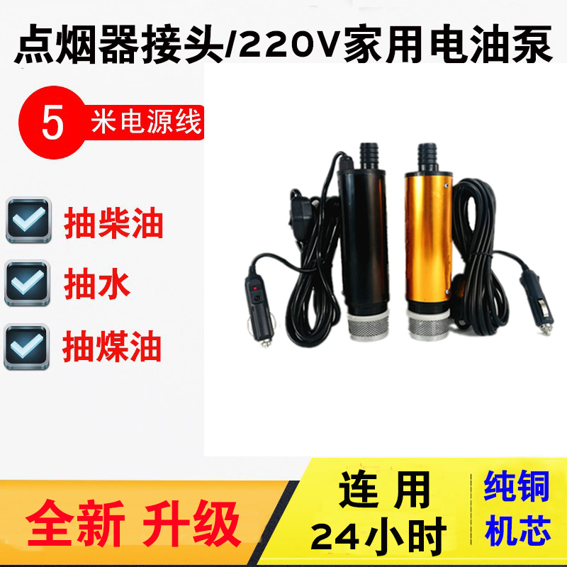 抽油泵柴油泵12V24伏220V抽水泵电动点烟器接头小型抽油器加油机