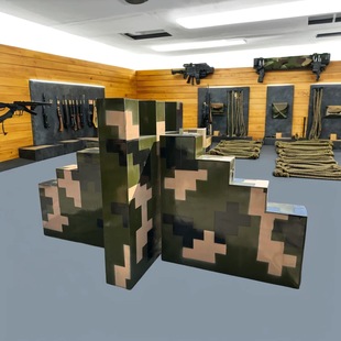 真人CS掩体墙新款数码梯形迷彩国防研学场地障碍墙吃鸡室射击道具