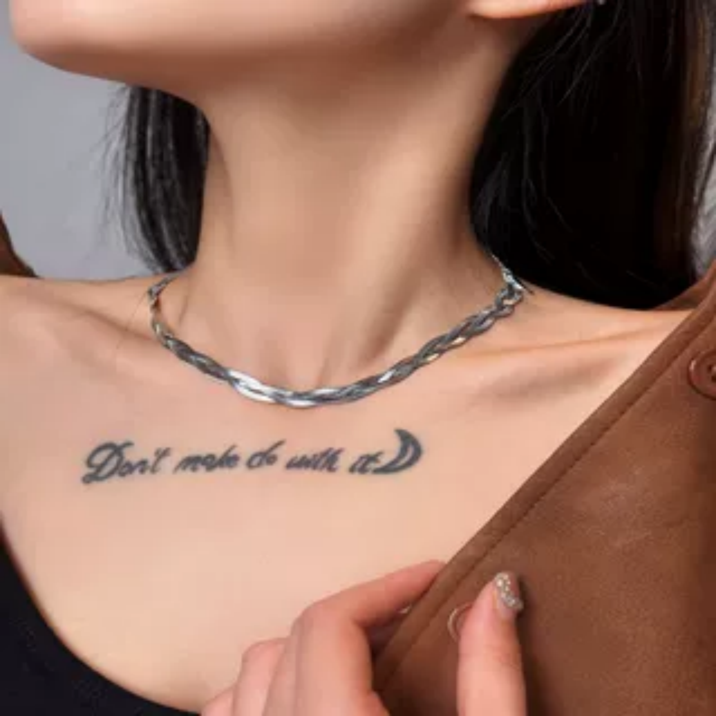 高级感双层缠绕欧美个性颈链钛钢