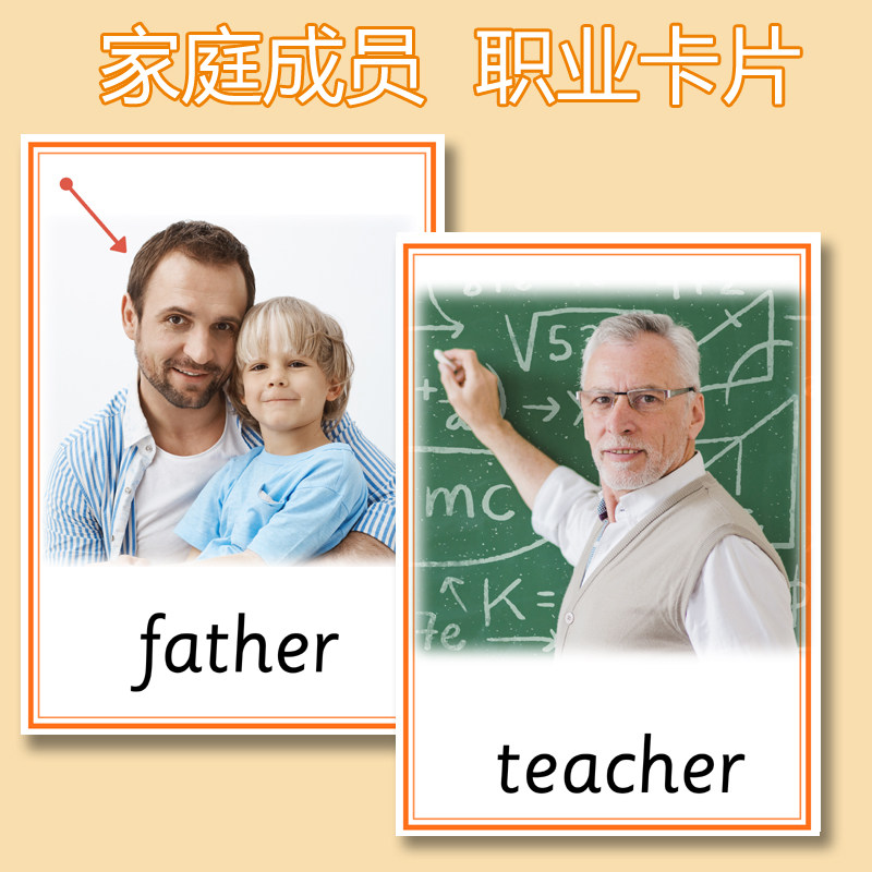家庭成员职业名称英语单词卡片英文闪卡教具